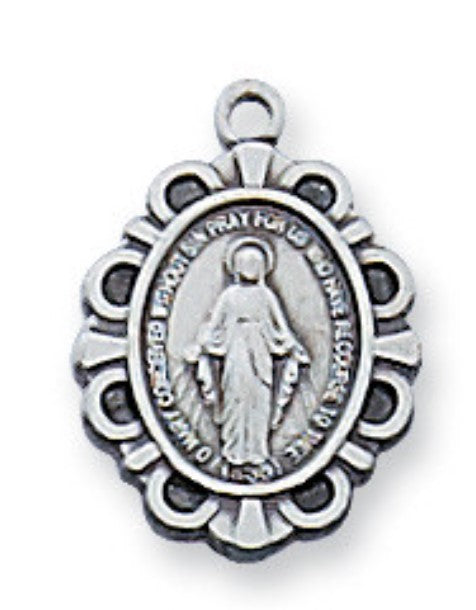 13" Sterling Silver Baby Miraculous Medal Necklace