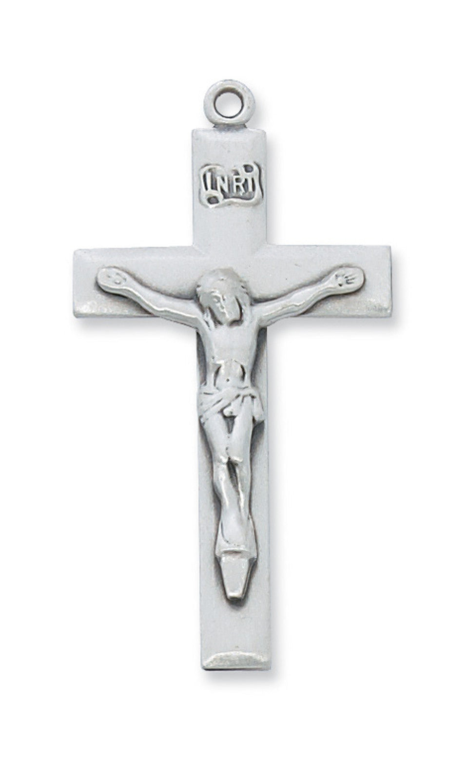 Sterling Silver Crucifix with 24" Rhodium Plated Chain