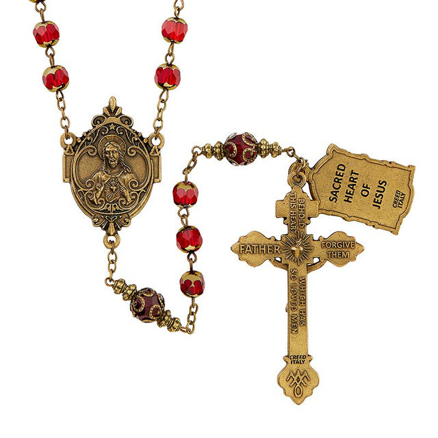 8mm & 10mm Sacred Heart Vintage Rosary