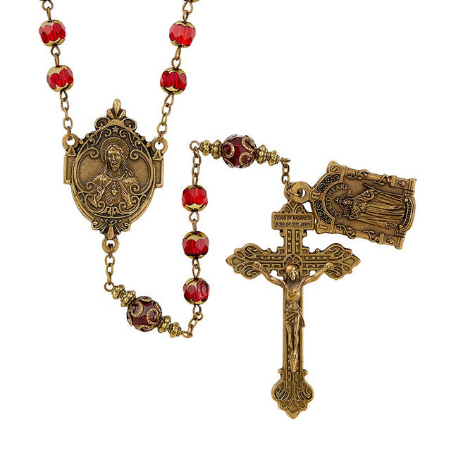 8mm & 10mm Sacred Heart Vintage Rosary