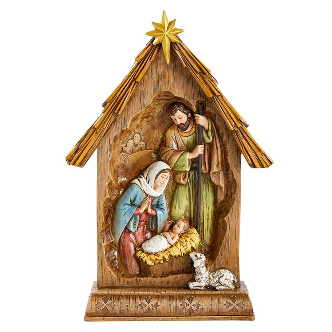 12.5" Holy Family in Creche Figure