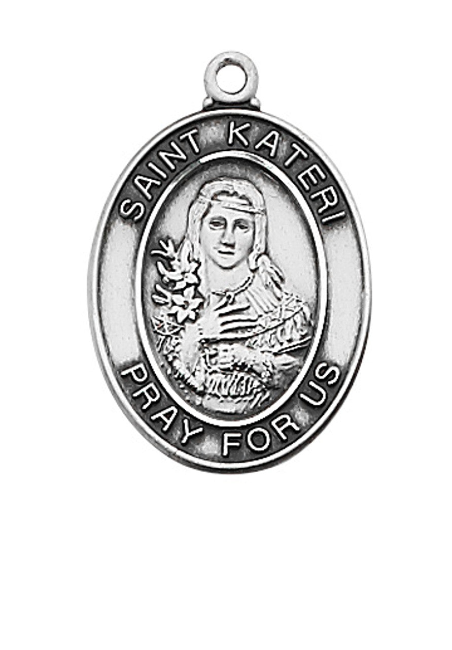 St. Kateri Sterling Silver Medal with 18" Chain