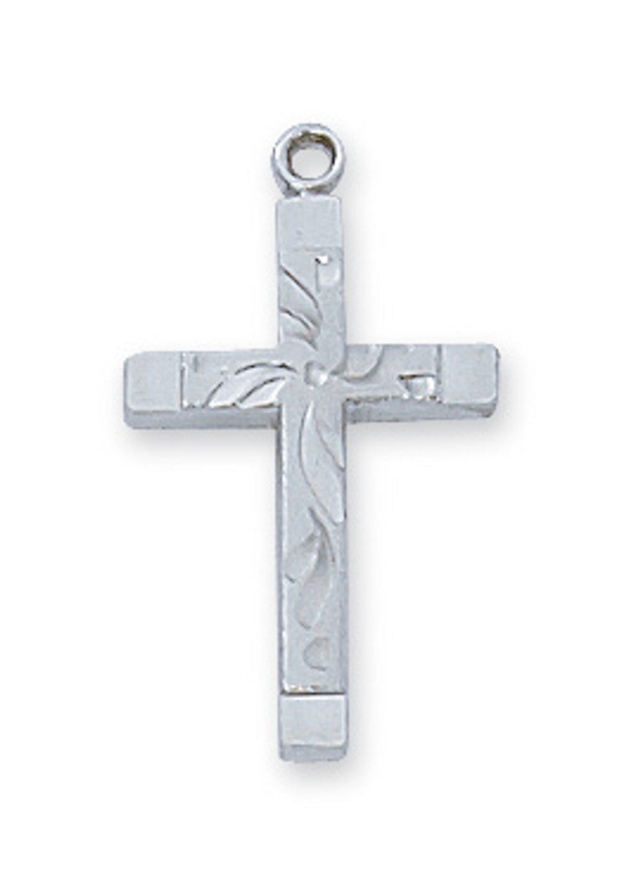 Sterling Silver Cross with 18" Rhodium Plated Chain