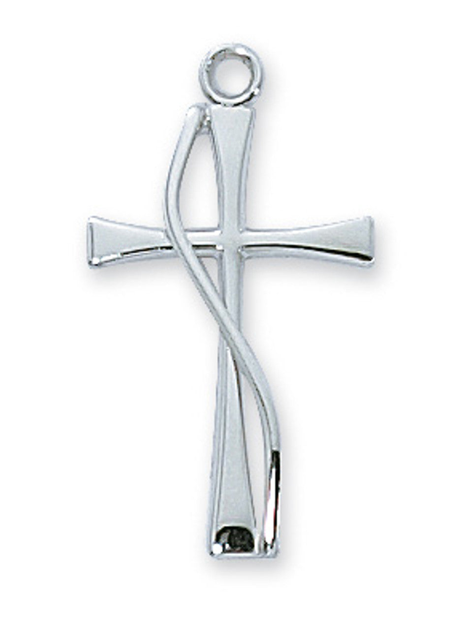 Sterling Silver Wire Cross with 18" Rhodium Plated Chain