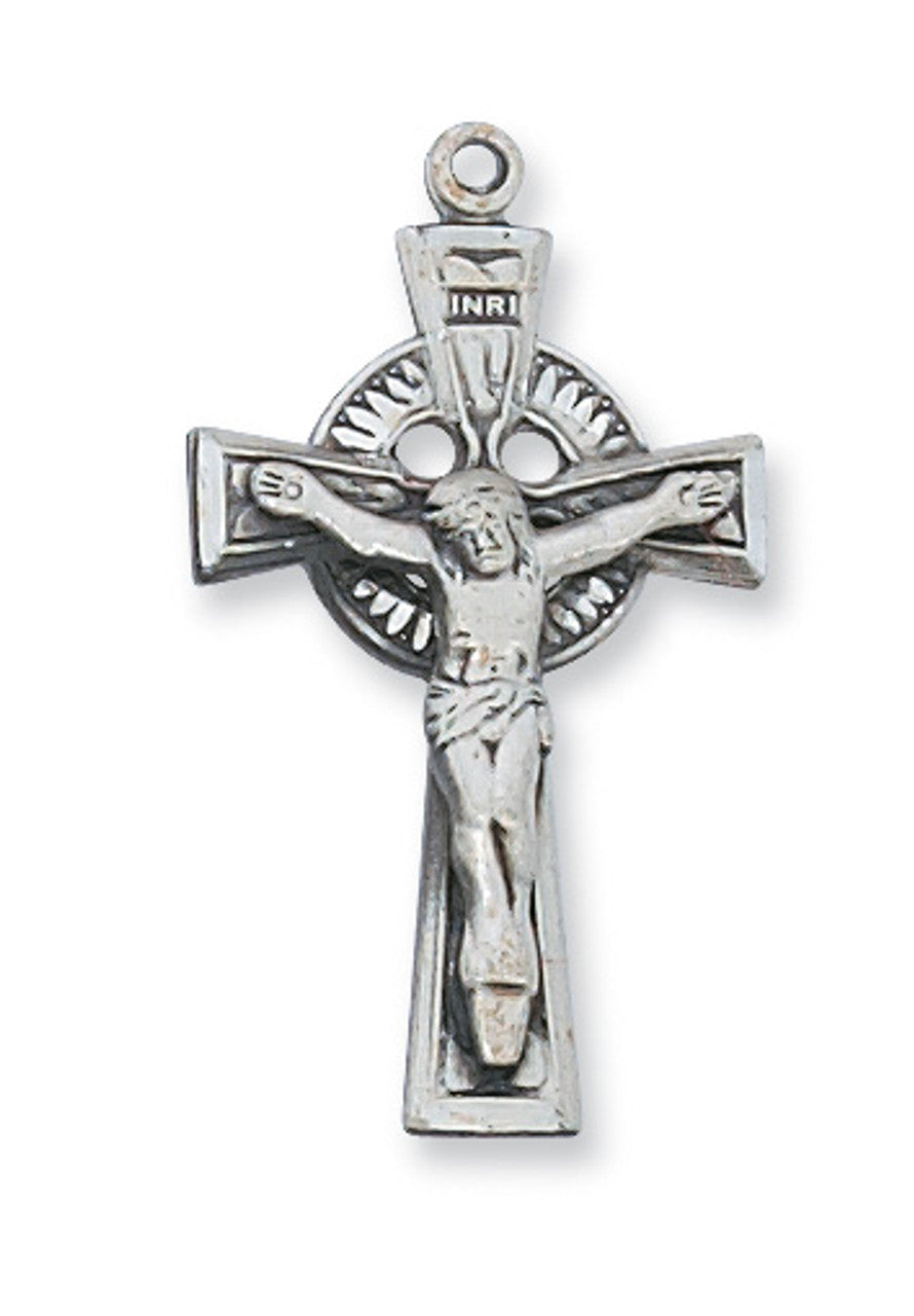 Sterling Silver Crucifix and 18" Rhodium Chain