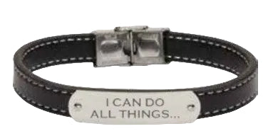 Black Leather Bracelet Philippians 4:13