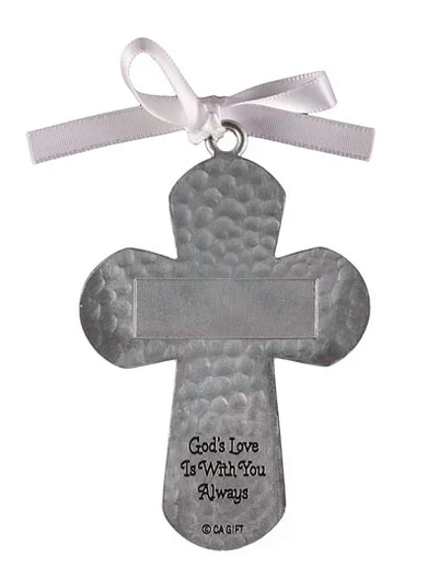 Baptism Blessings White Ribbon Crib Cross