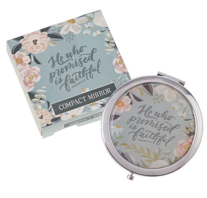 He Who Promised Silver Metal Compact Mirror - Hebrews 10:23