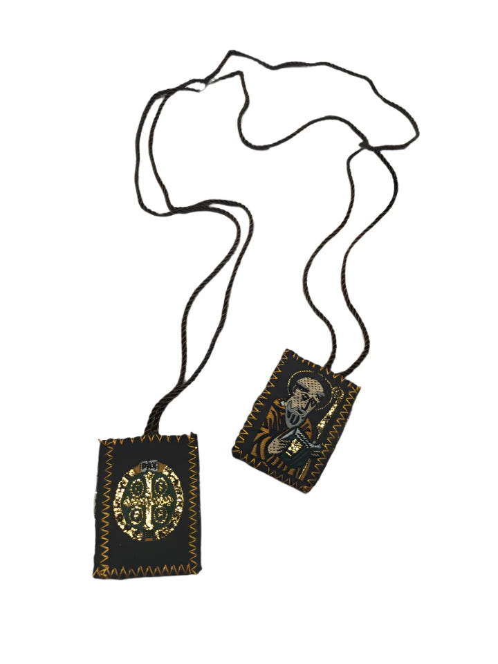 17" Brown Cloth St. Benedict Scapular