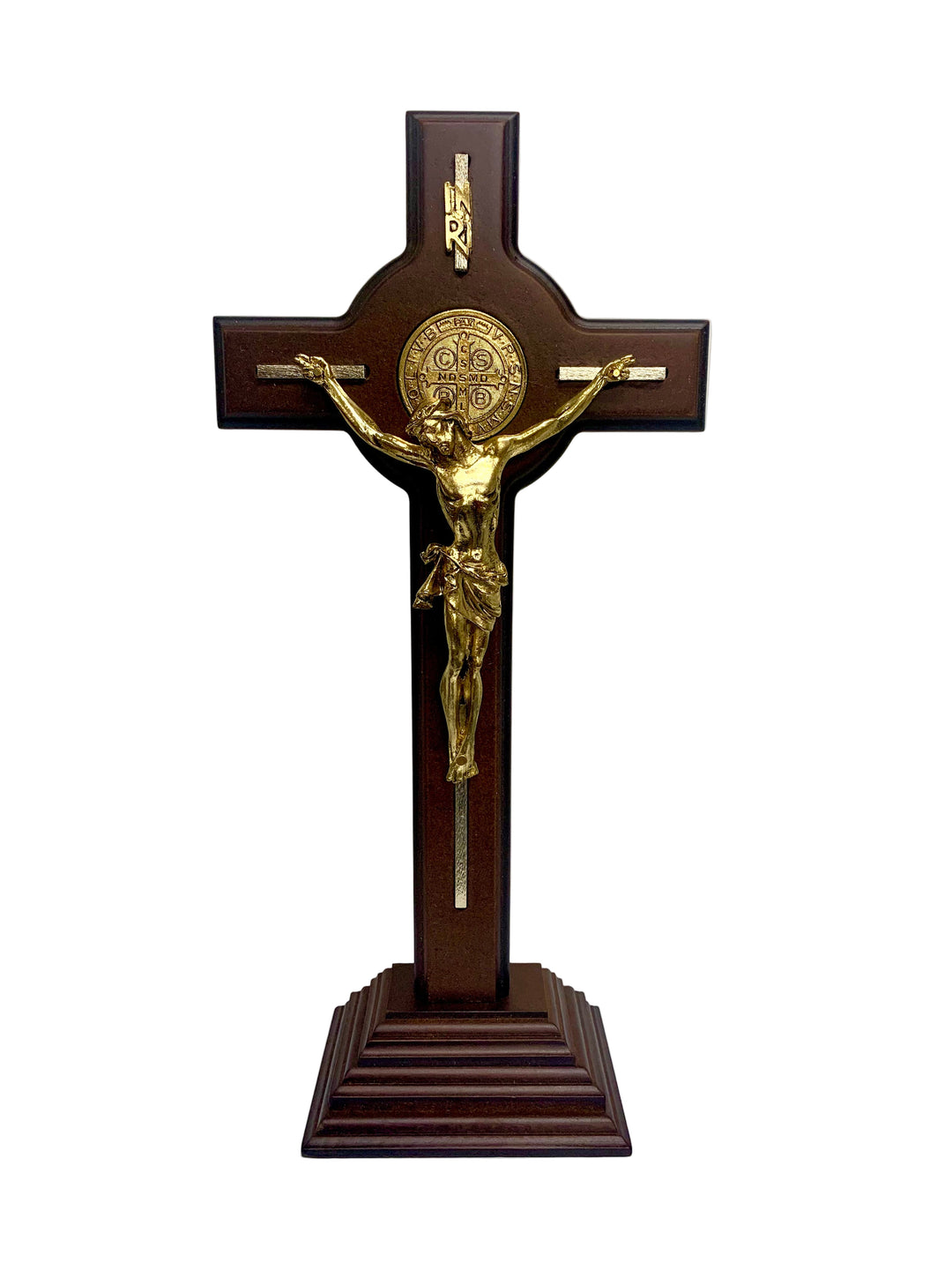 15" Wooden St. Benedict Standing Crucifix
