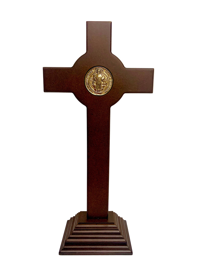 15" Wooden St. Benedict Standing Crucifix