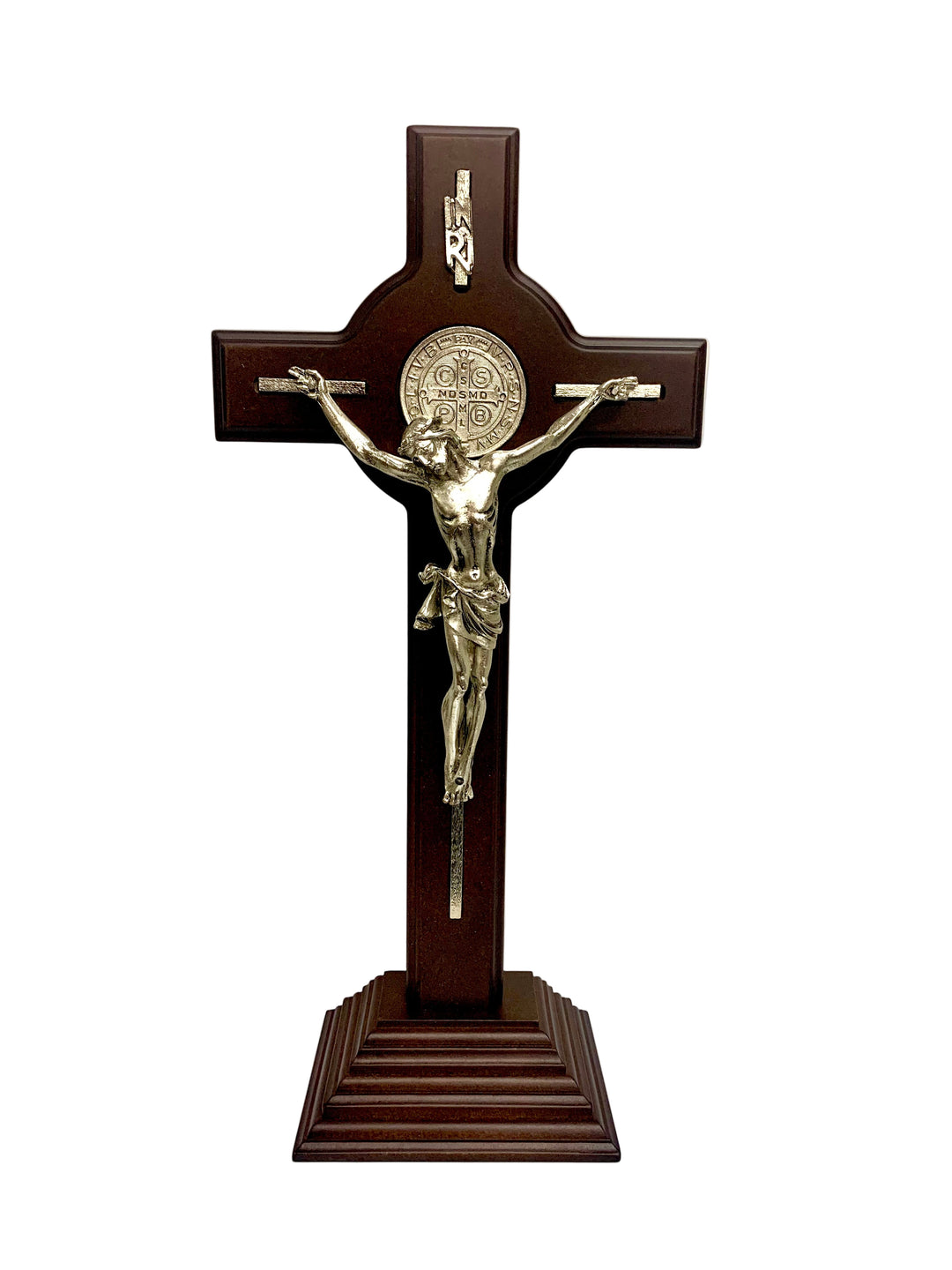 15" Wooden St. Benedict Standing Crucifix