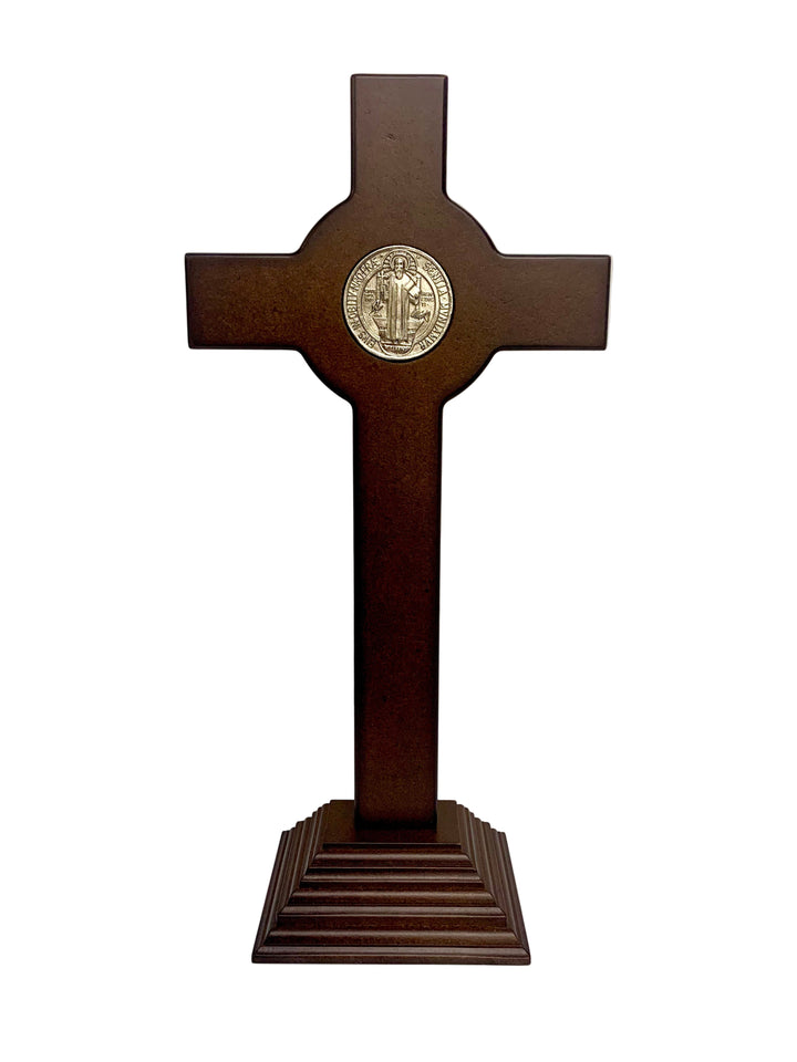 15" Wooden St. Benedict Standing Crucifix