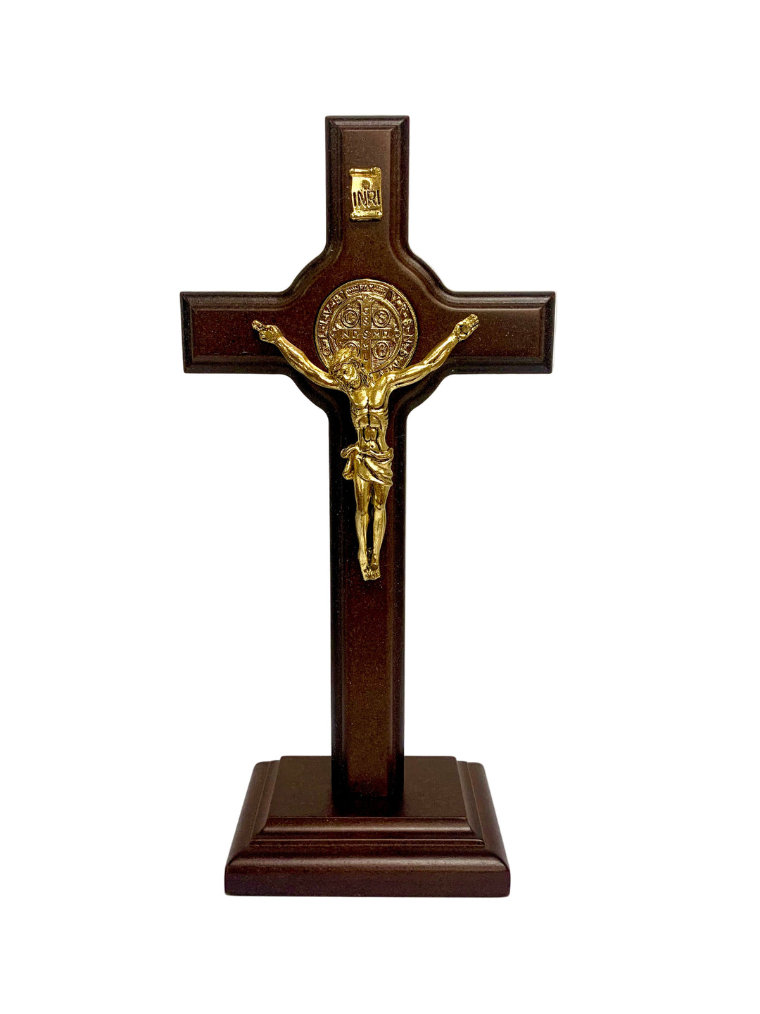 9.5" Wooden St. Benedict Standing Crucifix