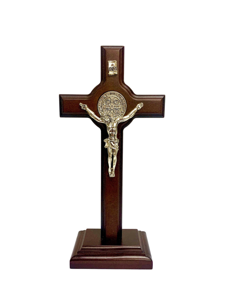 9.5" Wooden St. Benedict Standing Crucifix
