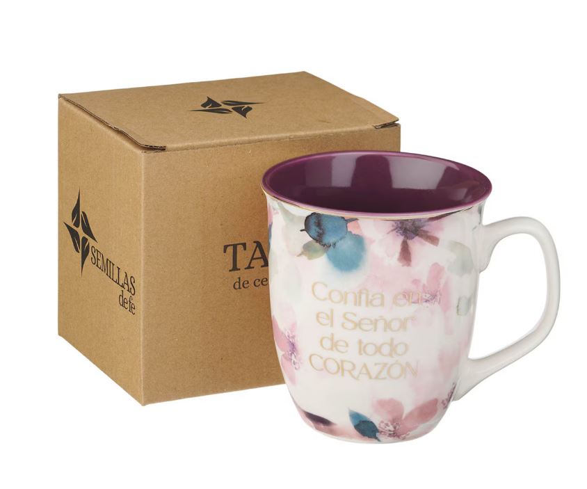 Taza “Confía en el Señor” Flor de ciruela – Prov 3:5