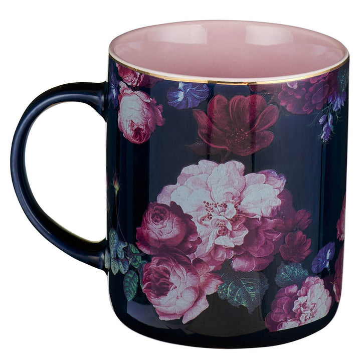 Be Still and Know Midnight Blue Floral Ceramic Mug - Psalm 46:10