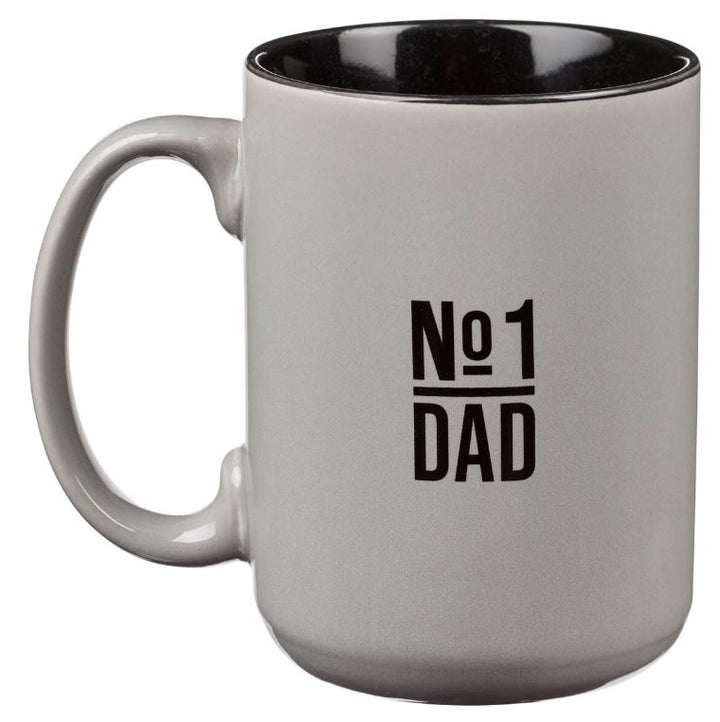 Strong and Courageous Dad Gray Ceramic Coffee Mug - Joshua 1:9