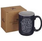 Walk By Faith Navy Blue Ceramic Coffee Mug - 2 Corinthians 5:7