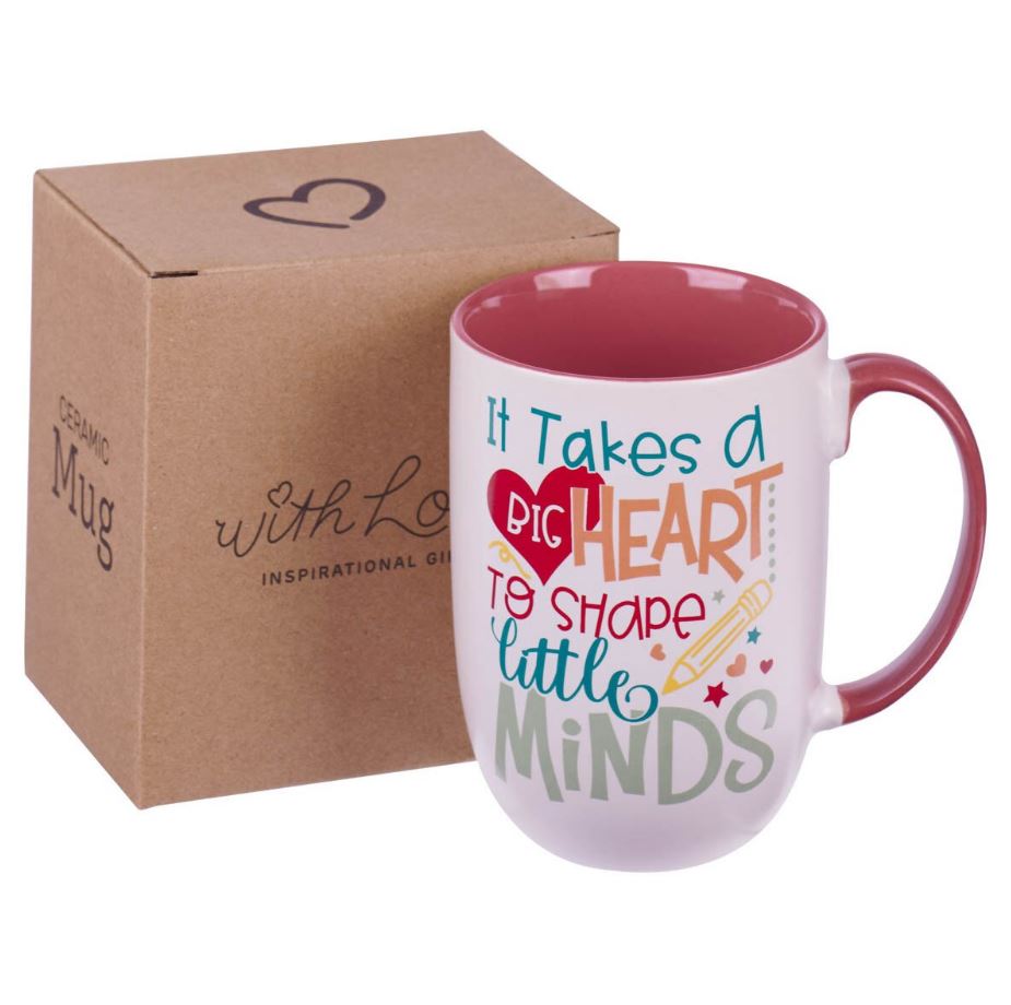Big Heart White and Pink Ceramic Coffee Mug