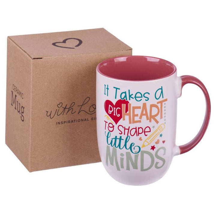 Big Heart White and Pink Ceramic Coffee Mug