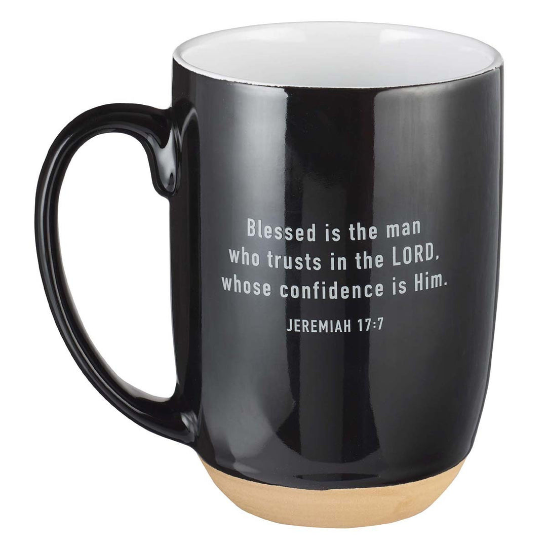 Blessed Man Ceramic Coffee Mug with Dipped Clay Base - Jeremiah 17:7