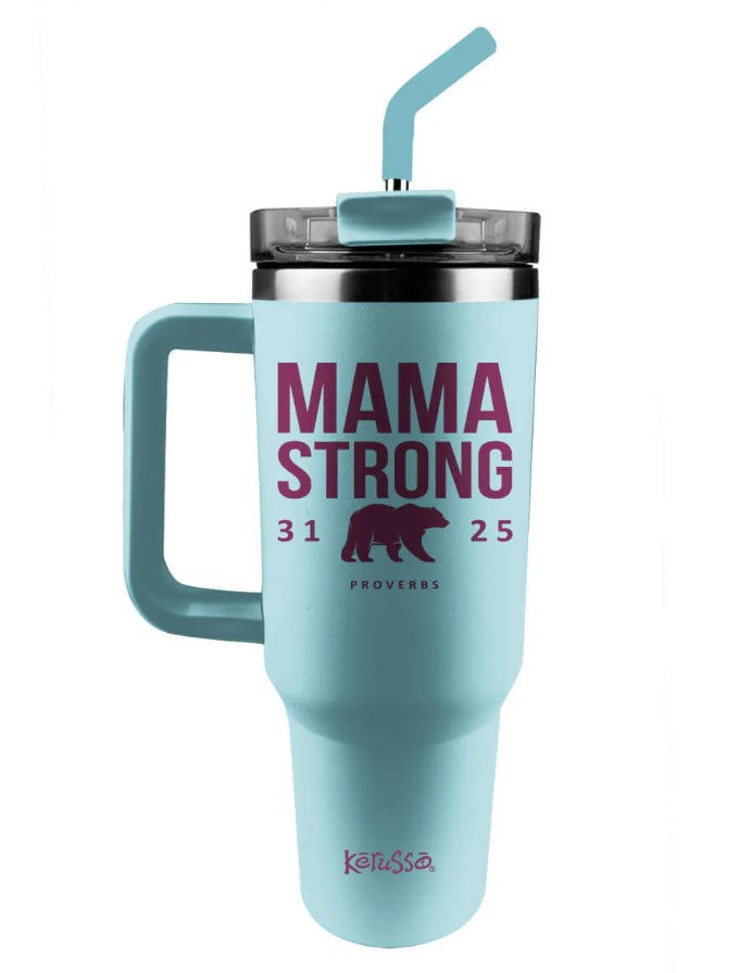 40 Oz Mama Strong Stainless Steel Tumbler with Straw