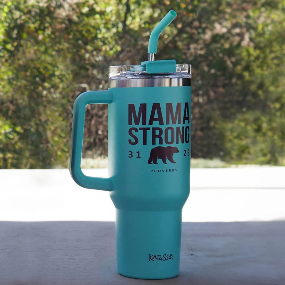 40 Oz Mama Strong Stainless Steel Tumbler with Straw