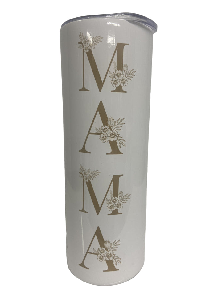 20 oz Stainless Steel Tumbler Gold Floral Mama