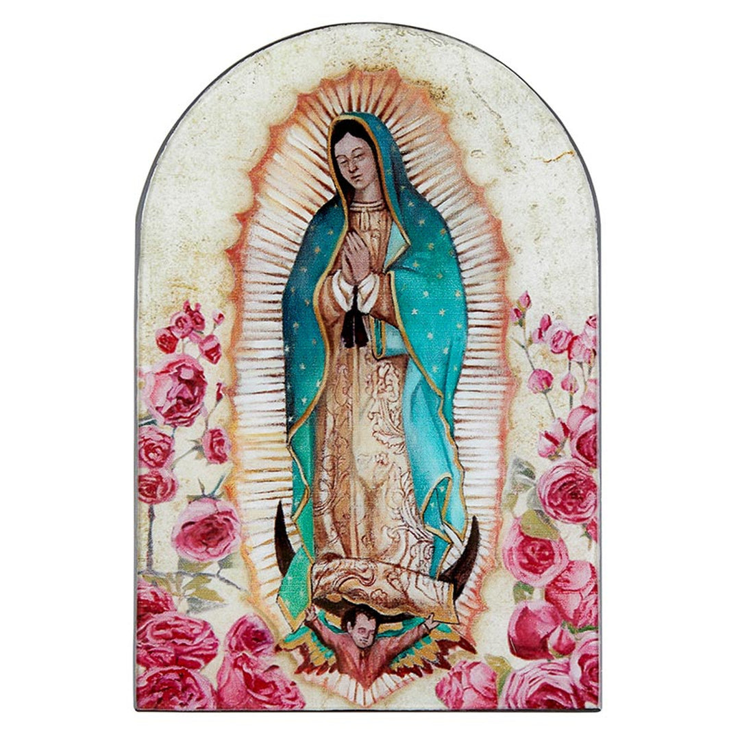 Our Lady of Guadalupe Arched Wood Plaque