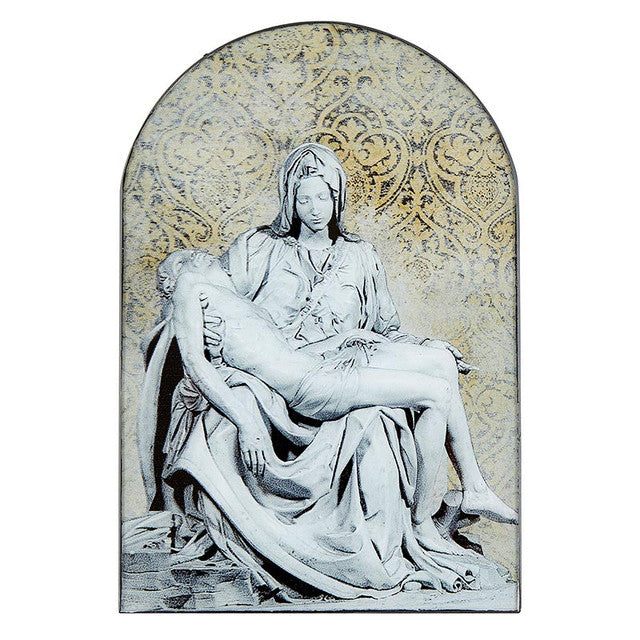 Pieta Garden Arched Wood Plaque