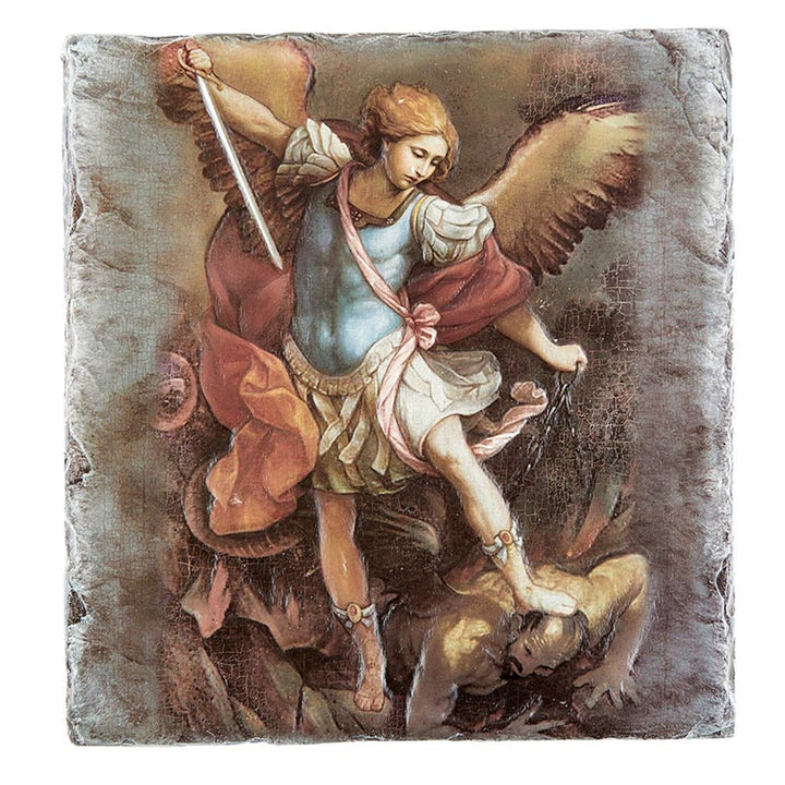 St. Michael Square Tile Plaque with Stand