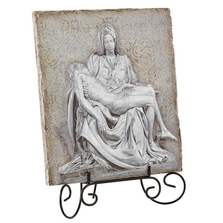 Pieta Garden Square Tile Plaque with Stand