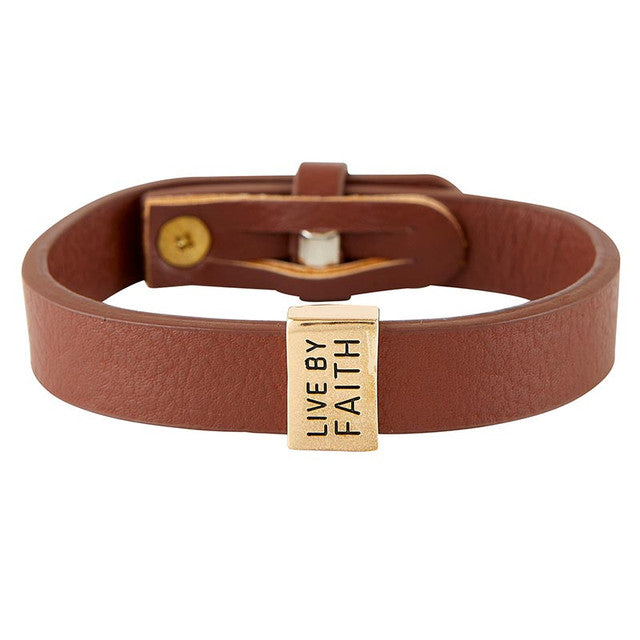 Live By Faith Faux Leather Bracelet