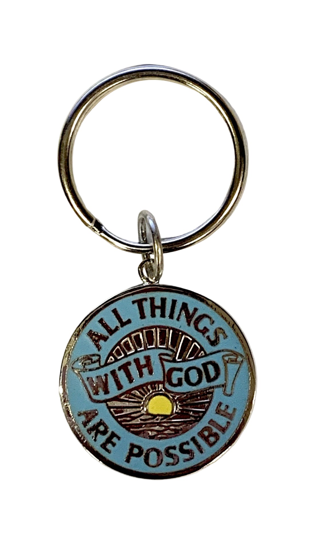 Enameled "With God All Things Are Possible" Key Ring