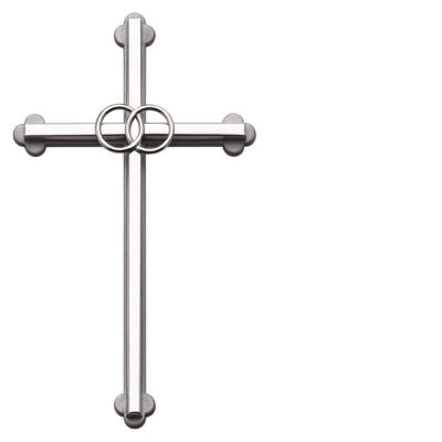 8" Silver Wedding Rings Wall Cross