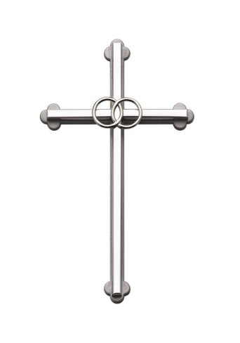 8" Silver Wedding Rings Wall Cross