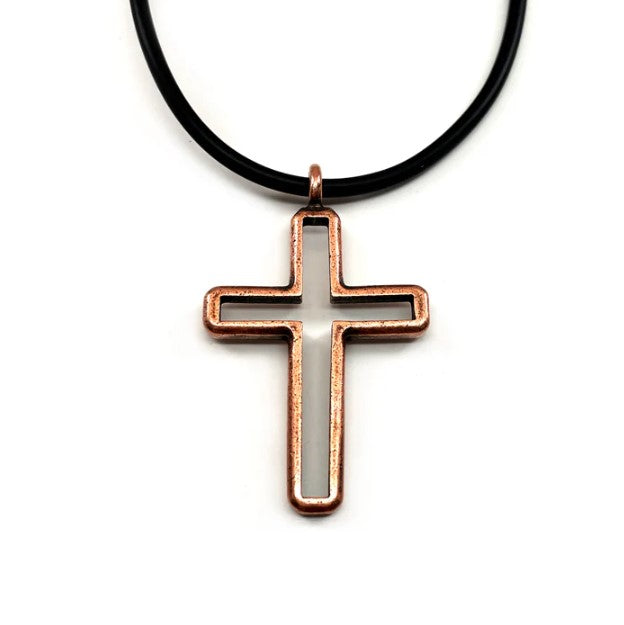 22" Copper Open Cross Pendant Necklace