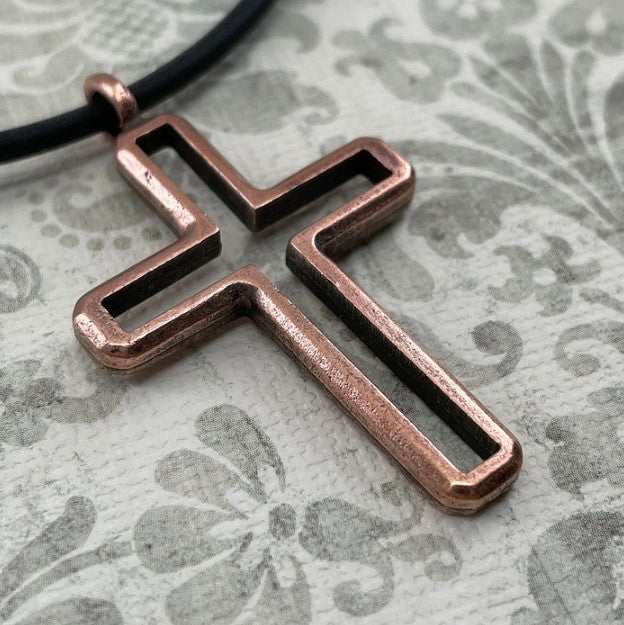 22" Copper Open Cross Pendant Necklace