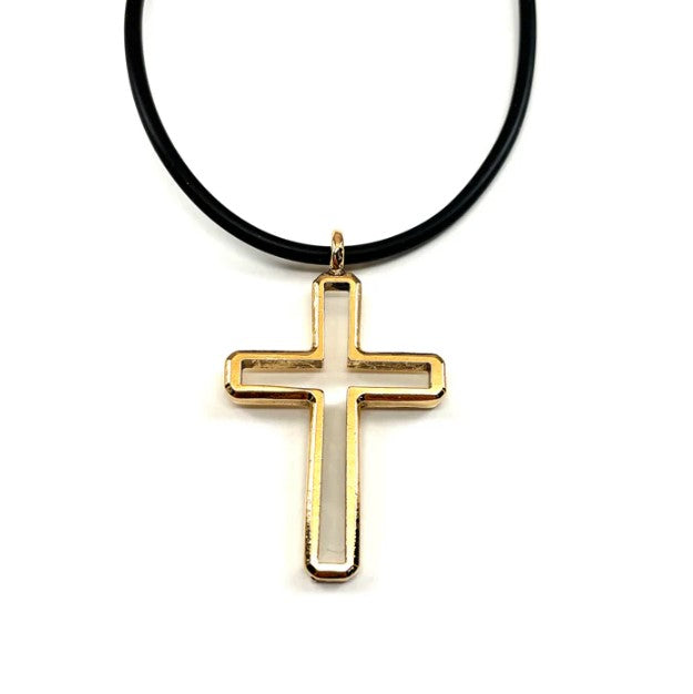 22" Gold Plated Open Cross Pendant Necklace