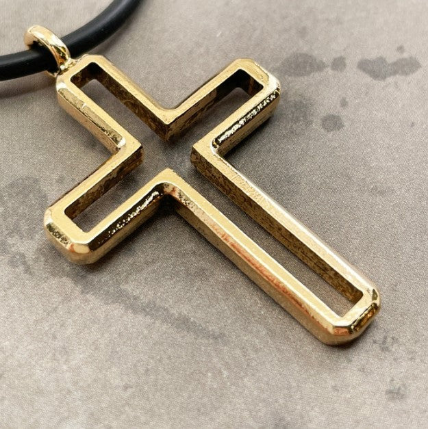 22" Gold Plated Open Cross Pendant Necklace