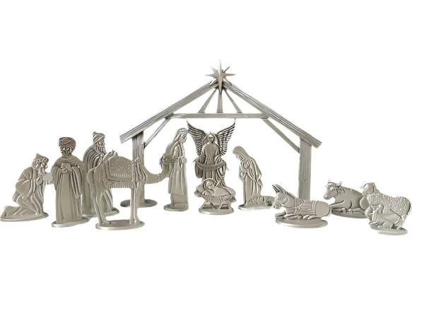 12 Piece Pewter Nativity Set