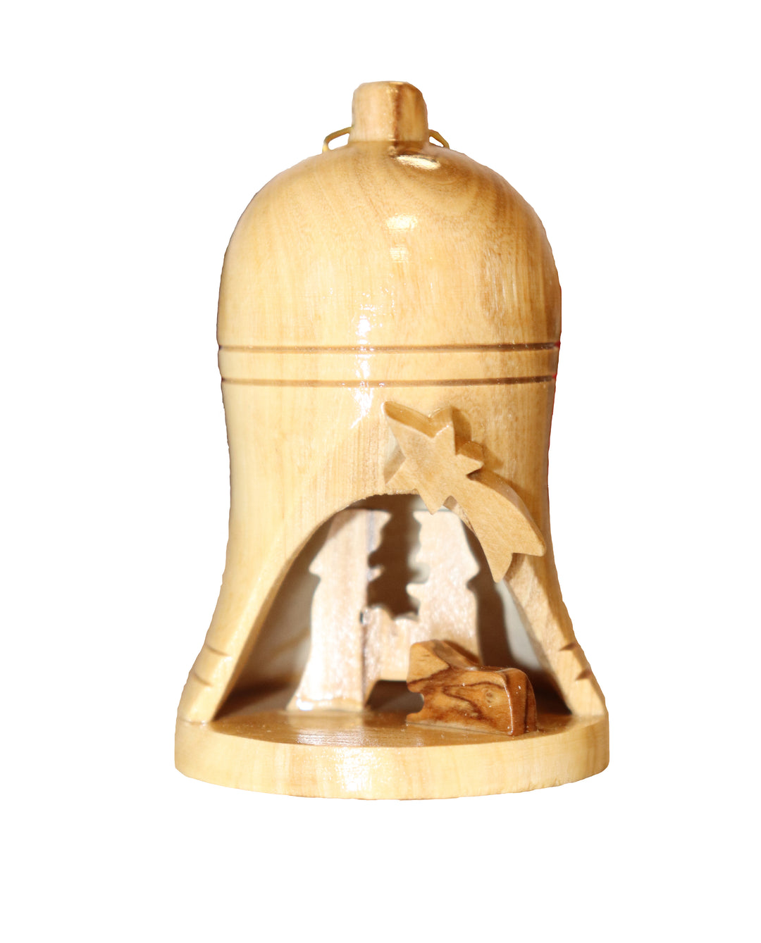 Olive Wood Nativity Bell Ornament