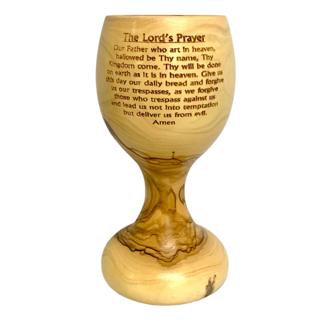 6" Olive Wood Lord's Prayer Chalice