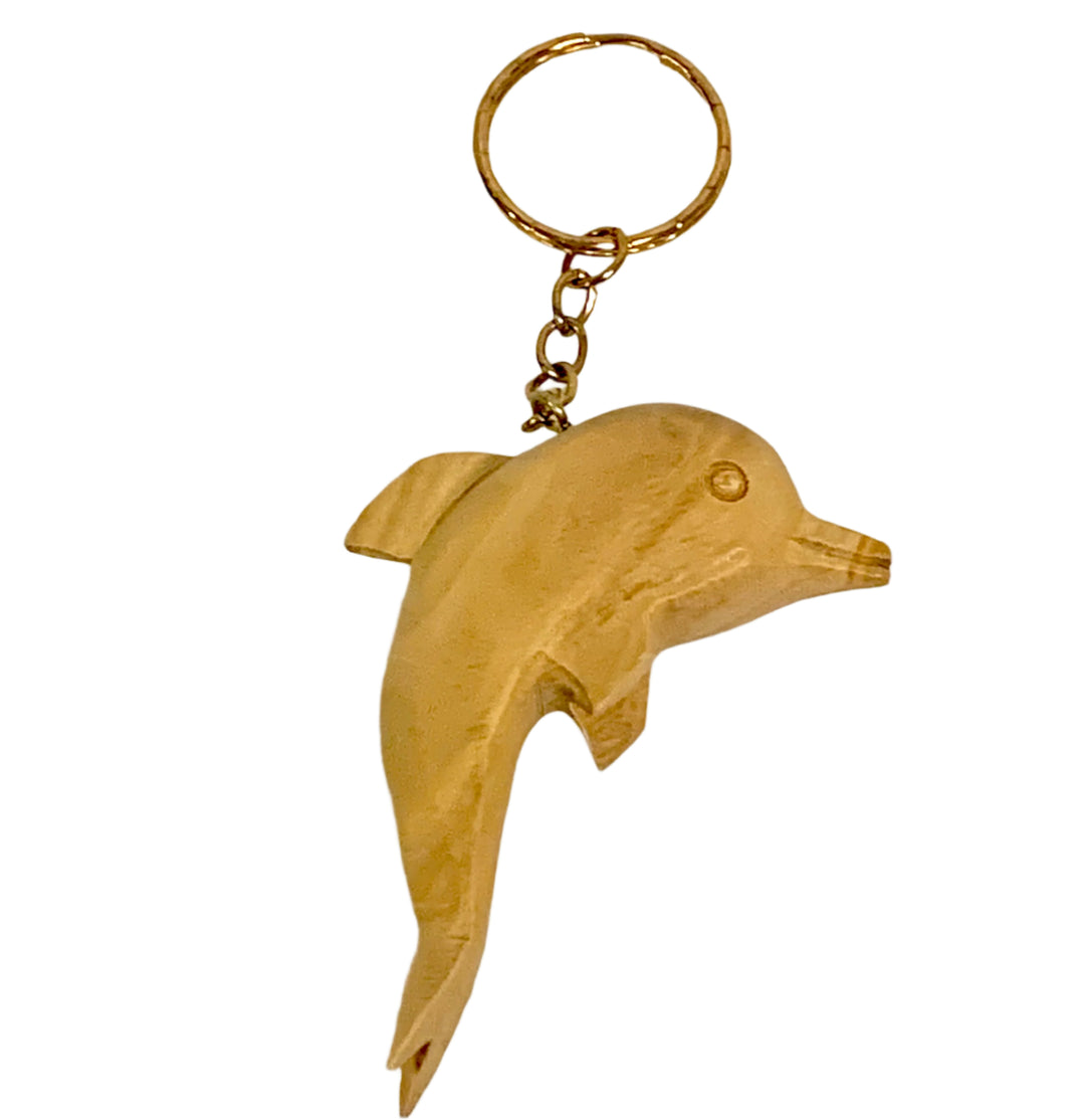 Olive Wood Dolphin Keychain