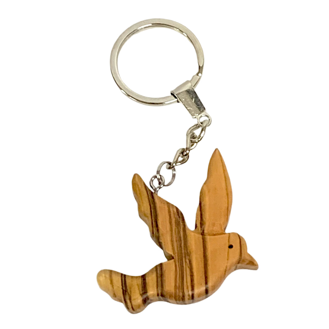 Olive Wood Holy Spirit Keychain