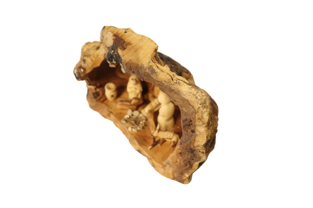 Large Olive Wood Log Nativity