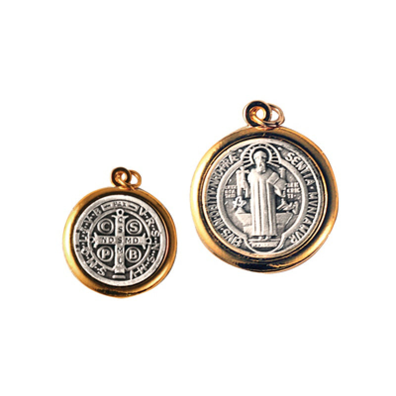 0.75" St. Benedict Double Sided Gold & Silver Medal