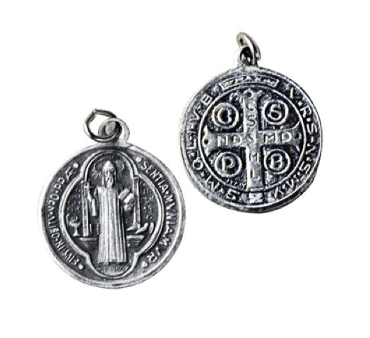 0.5" Double Sided Silver St. Benedict Medal