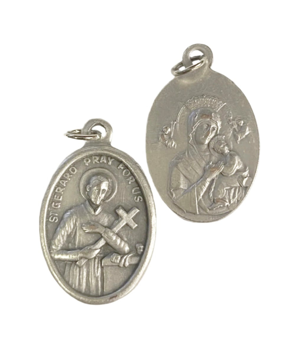 1" Oxidized St. Gerard / Our Lady Perpetual Help Medal